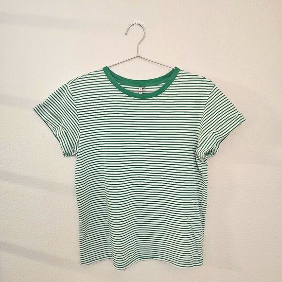 Banana Republic Green Striped Tee Shirt Sz XS - Picture 1 of 3